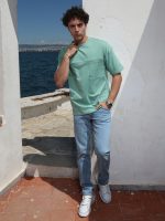Ανδρικό Βαμβακερό Oversized Κοντομάνικο T-shirt 10-682 Μέντα - Image 6