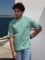 Ανδρικό Βαμβακερό Oversized Κοντομάνικο T-shirt 10-682 Μέντα