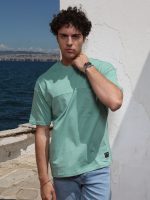 Ανδρικό Βαμβακερό Oversized Κοντομάνικο T-shirt 10-682 Μέντα - Image 3
