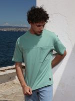 Ανδρικό Βαμβακερό Oversized Κοντομάνικο T-shirt 10-682 Μέντα - Image 7