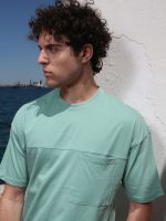 Ανδρικό Βαμβακερό Oversized Κοντομάνικο T-shirt 10-682 Μέντα - Image 2