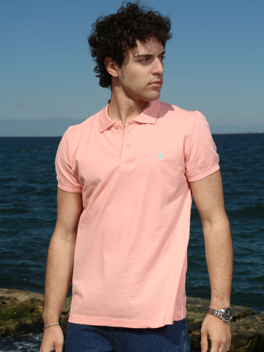 10-688 σομον (4) copy Ανδρικό POLO Oversized Κοντομάνικο T-shirt 10-688 Σομόν - Image 1