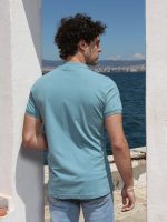 Ανδρικό POLO Κοντομάνικο T-shirt 10-690 Σιελ - Μεγάλα Νούμερα - Image 6