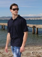Ανδρικό POLO Κοντομάνικο T-shirt 10-691 Μπλε - Μεγάλα Νούμερα - Image 3