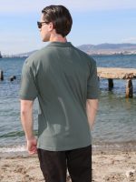 Ανδρικό POLO Κοντομάνικο T-shirt 10-692 Χακί - Μεγάλα Νούμερα - Image 3