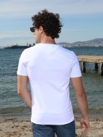 Ανδρικό Βαμβακερό Κοντομάνικο T-shirt 10-703 Λευκό - Image 4