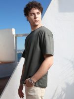 Ανδρικό Oversized Κοντομάνικο T-shirt 10-716 Χακί - Image 3