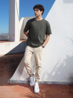 Ανδρικό Oversized Κοντομάνικο T-shirt 10-716 Χακί - Image 2