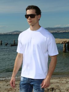 Ανδρικό Oversized Κοντομάνικο T-shirt 10-717 Λευκό