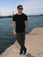 Oversized Κοντομάνικο T-shirt Με Ανοιχτό Λαιμό 10-720 Μαύρο - Image 2