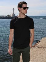 Oversized Κοντομάνικο T-shirt Με Ανοιχτό Λαιμό 10-720 Μαύρο - Image 4