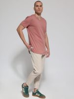 Oversized Κοντομάνικο T-shirt Με V Λαιμό 10-712 Dusty Pink - Image 2