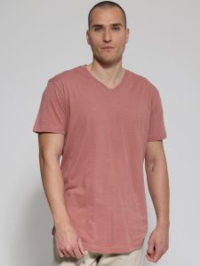 Oversized Κοντομάνικο T-shirt Με V Λαιμό 10-712 Dusty Pink