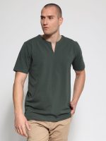 Ανδρικό Βαμβακερό Κοντομάνικο T-shirt 10-704 Χακί - Image 2