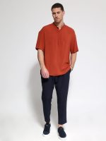 Κοντομάνικη Πουκαμίσα Με Μάο Γιακά Bahamas 33-7432 Κεραμιδί - Image 5