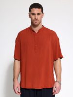Κοντομάνικη Πουκαμίσα Με Μάο Γιακά Bahamas 33-7432 Κεραμιδί