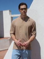 Πουκαμίσα Με Μάο Γιακά Και Μανίκι 3/4 Kody 33-7405 Μπεζ Slim-fit - Image 2