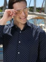 Ανδρικό Κλασσικό Πουκάμισο TAILOR-FIT Blake 33-8157 Μπλε Φαρδιά γραμμή