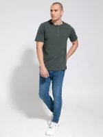 Κοντομάνικο Μπλουζάκι Με Κουμπάκια 10-702 Χακί - Μεγάλα Νούμερα - Image 2