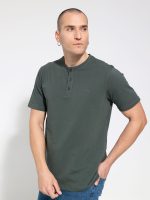 Κοντομάνικο Μπλουζάκι Με Κουμπάκια 10-702 Χακί - Μεγάλα Νούμερα