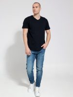 Oversized Κοντομάνικο T-shirt Με V Λαιμό 10-710 Μαύρο - Image 3