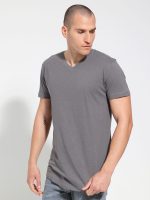 Oversized Κοντομάνικο T-shirt Με V Λαιμό 10-711 Γκρι