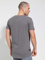 Oversized Κοντομάνικο T-shirt Με V Λαιμό 10-711 Γκρι - Image 4