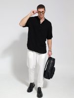 Κοντομάνικη Πουκαμίσα Με Μάο Γιακά Bahamas 33-7432 Μαύρο - Image 2