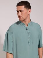 Κοντομάνικη Πουκαμίσα Με Μάο Γιακά Bahamas 33-7432 Μέντα