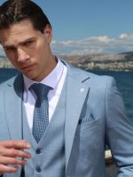 Ανδρικό Κοστούμι Με Γιλέκο Charis 33-1611 Light Blue - Image 2