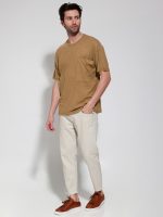 Ανδρικό Λινό Oversize T-shirt Gredy 207019 Καμηλό - Image 3