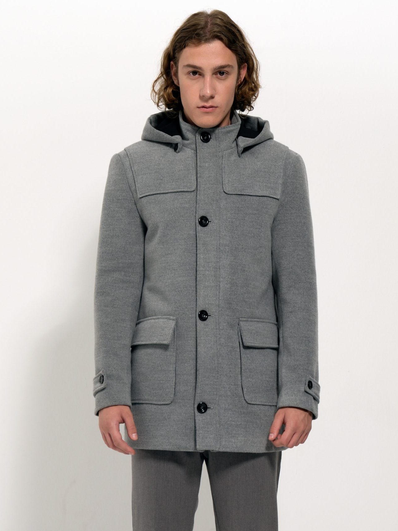 1883 Ανδρικό Παλτό Με Κουκούλα VIVIANO 2564 γκρι - Image 1
