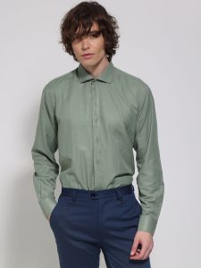 Ανδρικό Πουκάμισο Slim-fit Με Κρυφά Κουμπιά Enzio 33-7438 πράσινο