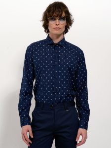 Πουκάμισο Ελαστικό Με Εφαρμογή Slim Coley 33-7410 Μπλε Slim-fit