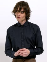 Ανδρικό Πουκάμισο Slim-fit Με Κρυφά Κουμπιά Enzio 33-7438 μαύρο - Image 4