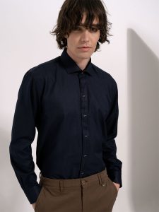 Ανδρικό Πουκάμισο Slim-fit Με Κρυφά Κουμπιά Enzio 33-7438 μαύρο