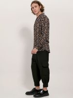 Πουκάμισο με Μάο Γιακά & Σχέδιο Simon 33-7404 Μαύρο/Καφέ Slim-fit - Image 4