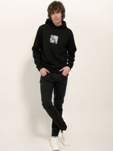 Μπλούζα Hoodie Με Κουκούλα Oversize BERTO 206054 μαύρο