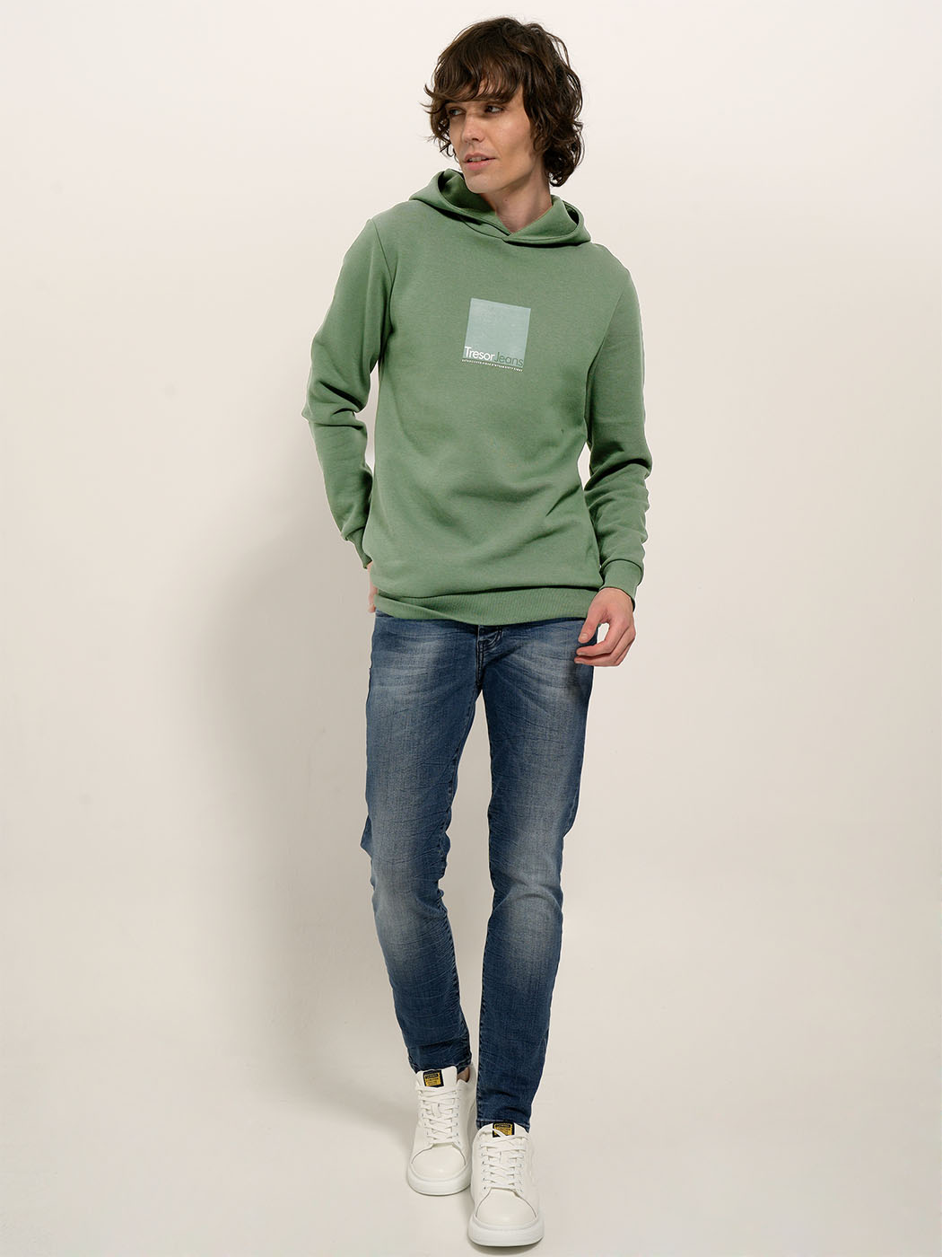 2519 copy Μπλούζα Hoodie Με Κουκούλα Oversize BERTO 206054 light green - Image 1