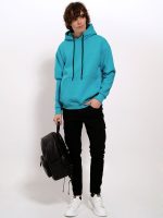 Μπλούζα Hoodie Με Κουκούλα Oversize FELICE 206050 Πετρόλ - Image 4