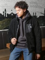 Ανδρικό Κοντό Teddy Bear Jacket Μπουφάν 20-140 Μαύρο - Image 3