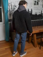 Ανδρικό Κοντό Teddy Bear Jacket Μπουφάν 20-140 Μαύρο - Image 6