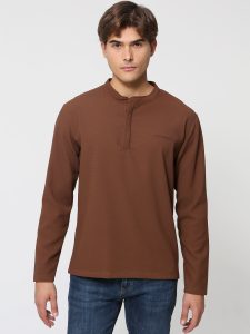 Μακρυμάνικη Μπλούζα Με Κρυφά Κουμπιά ZAC 206034 Καφέ