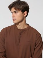 Μακρυμάνικη Μπλούζα Με Κρυφά Κουμπιά ZAC 206034 Καφέ - Image 2