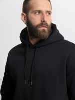 Oversize Ανδρική Μπλούζα Με Κουκούλα & Τσέπες 10-721 Μαύρο - Image 2
