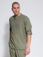 Λινή Ανδρική Πουκαμίσα BALI 7511 Χακί - Image 3