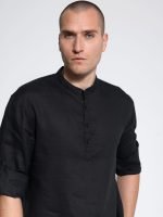 Λινή Ανδρική Πουκαμίσα BALI 7511 Μαύρο - Image 2