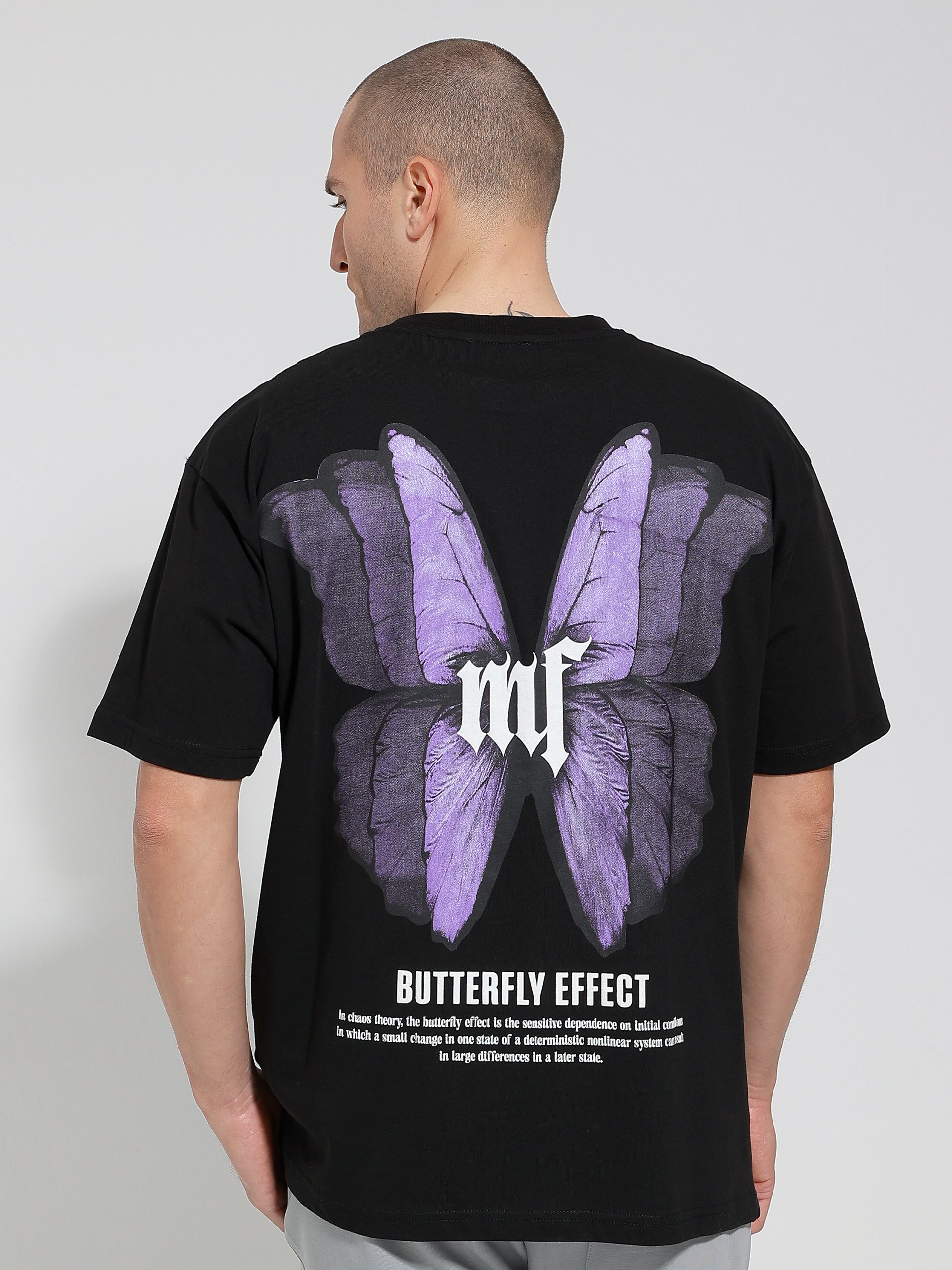4S0A1619 Ανδρικό Oversized T-shirt BUTTERFLY EFFECT 10-730 Μαύρο - Image 1