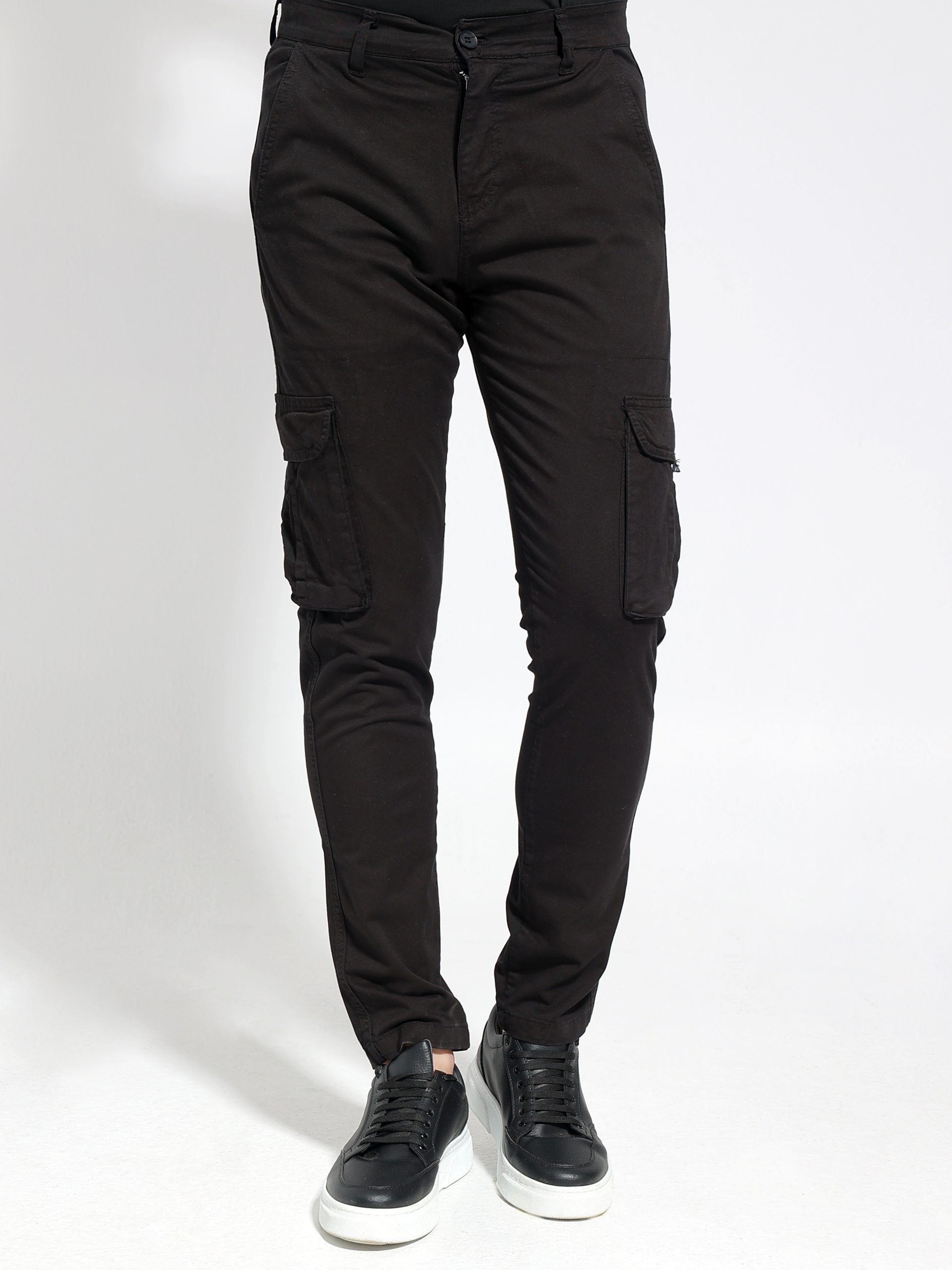 4S0A1642 Ανδρικό Παντελόνι Cargo BLACKZI 88-163 Μαύρο - Image 1