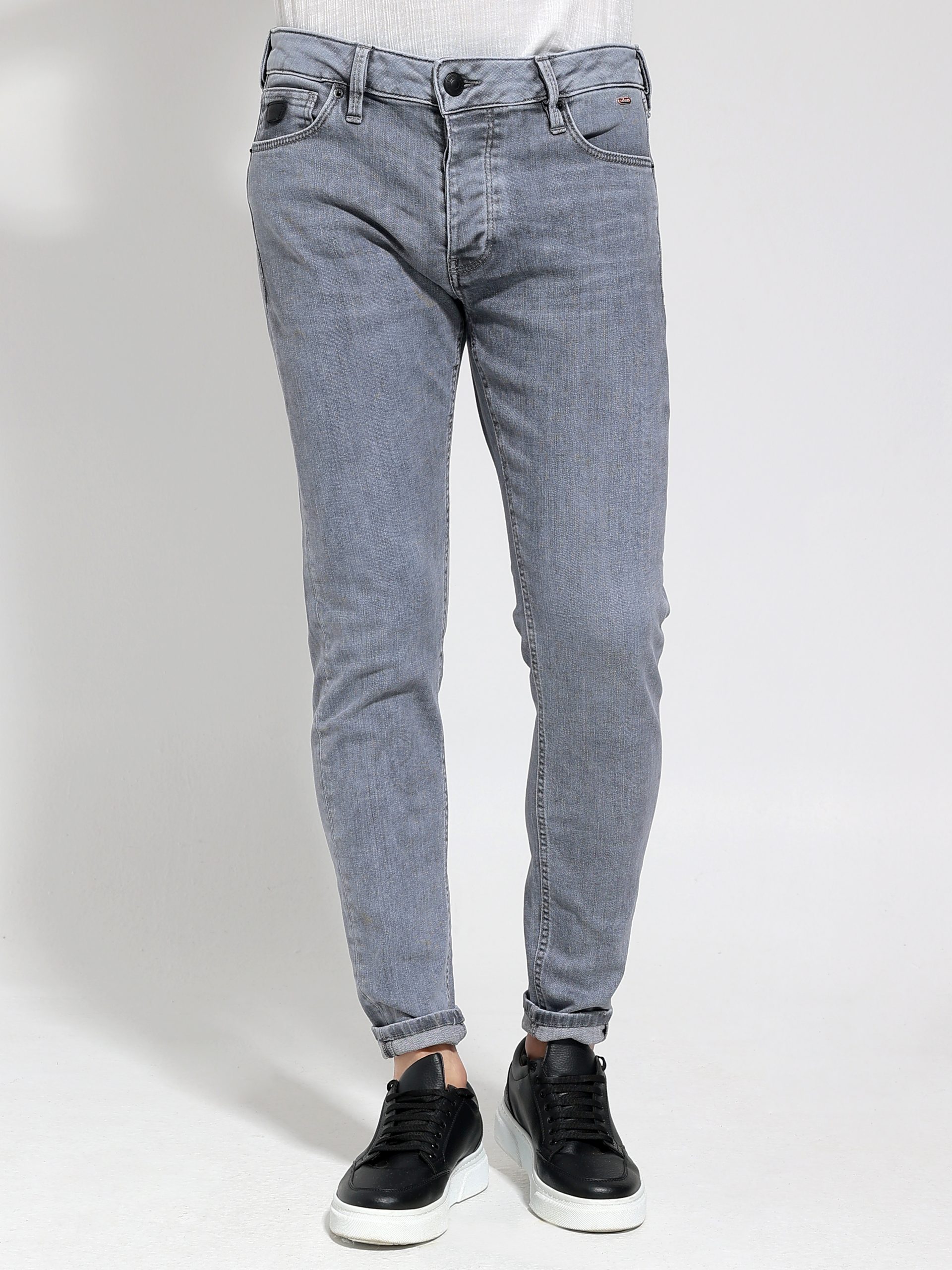4S0A2285 Ανδρικό Jean Παντελόνι Πεντάτσεπο 40-182 Γκρι - Image 1